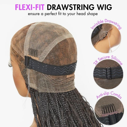 ✨ HD Full Lace Knotless Boho Braided Bob Wig – Pre-Cut Lace, Flexi Fit Invisi Drawstring Cap