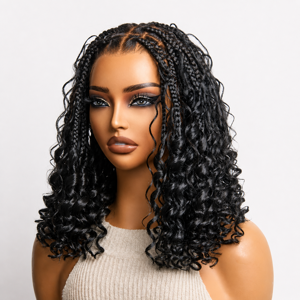 ✨ HD Full Lace Knotless Boho Braided Bob Wig – Pre-Cut Lace, Flexi Fit Invisi Drawstring Cap