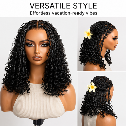 ✨ HD Full Lace Knotless Boho Braided Bob Wig – Pre-Cut Lace, Flexi Fit Invisi Drawstring Cap