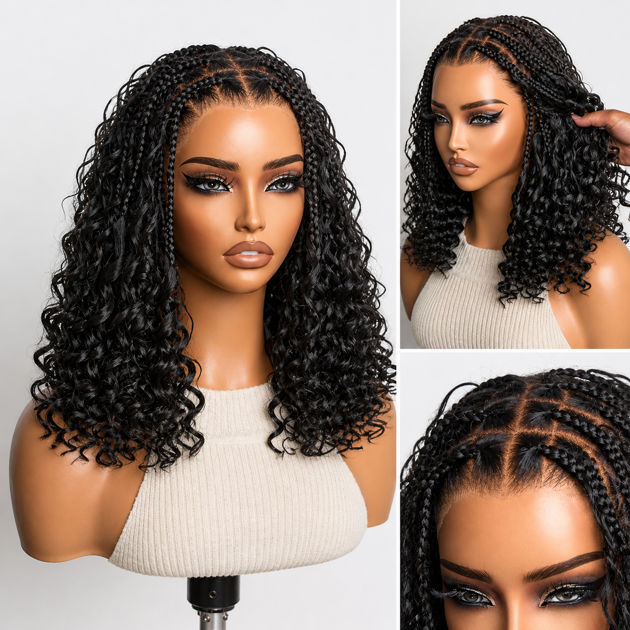 ✨ HD Full Lace Knotless Boho Braided Bob Wig – Pre-Cut Lace, Flexi Fit Invisi Drawstring Cap